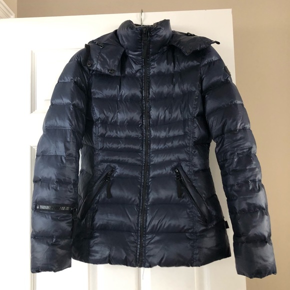 Navy blue Andrew Marc puffer hooded jacket - Picture 6 of 7